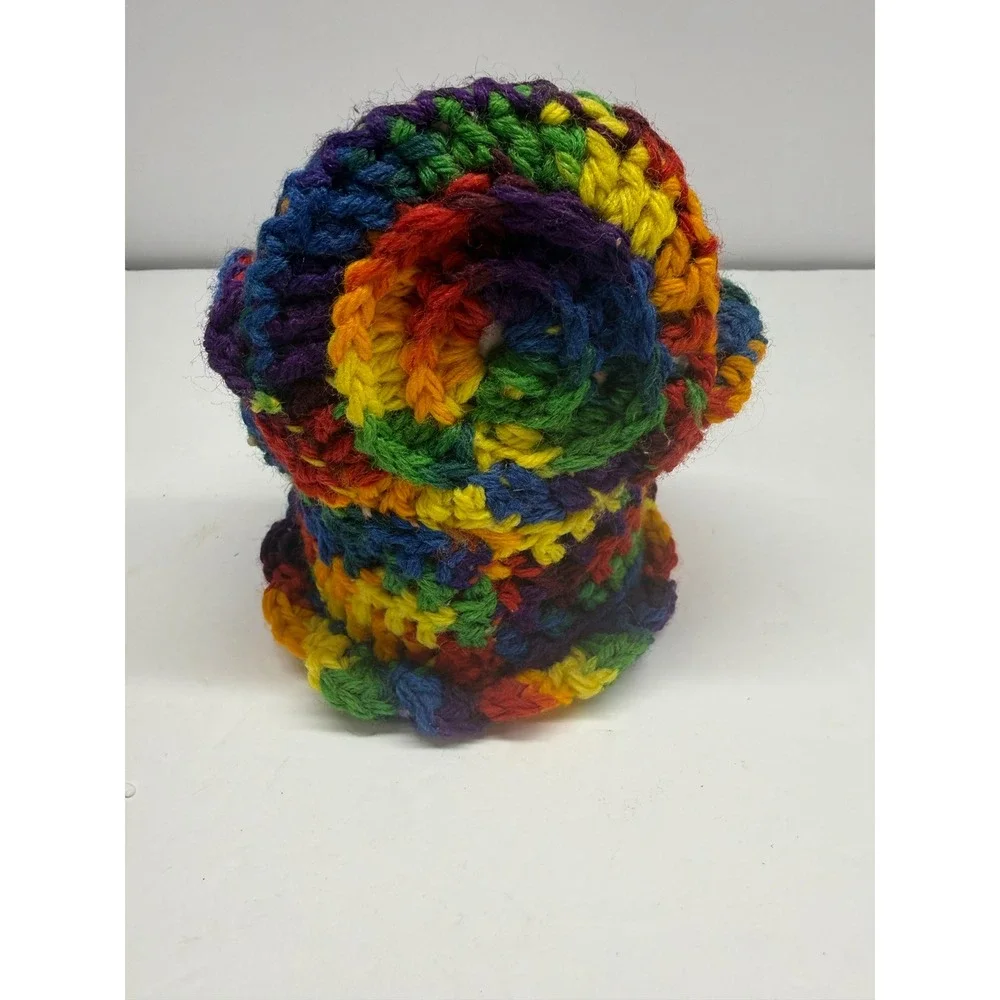 Handmade Crochet Rainbow Armchair Pin Cushion Miniature Decorative Fiber Art